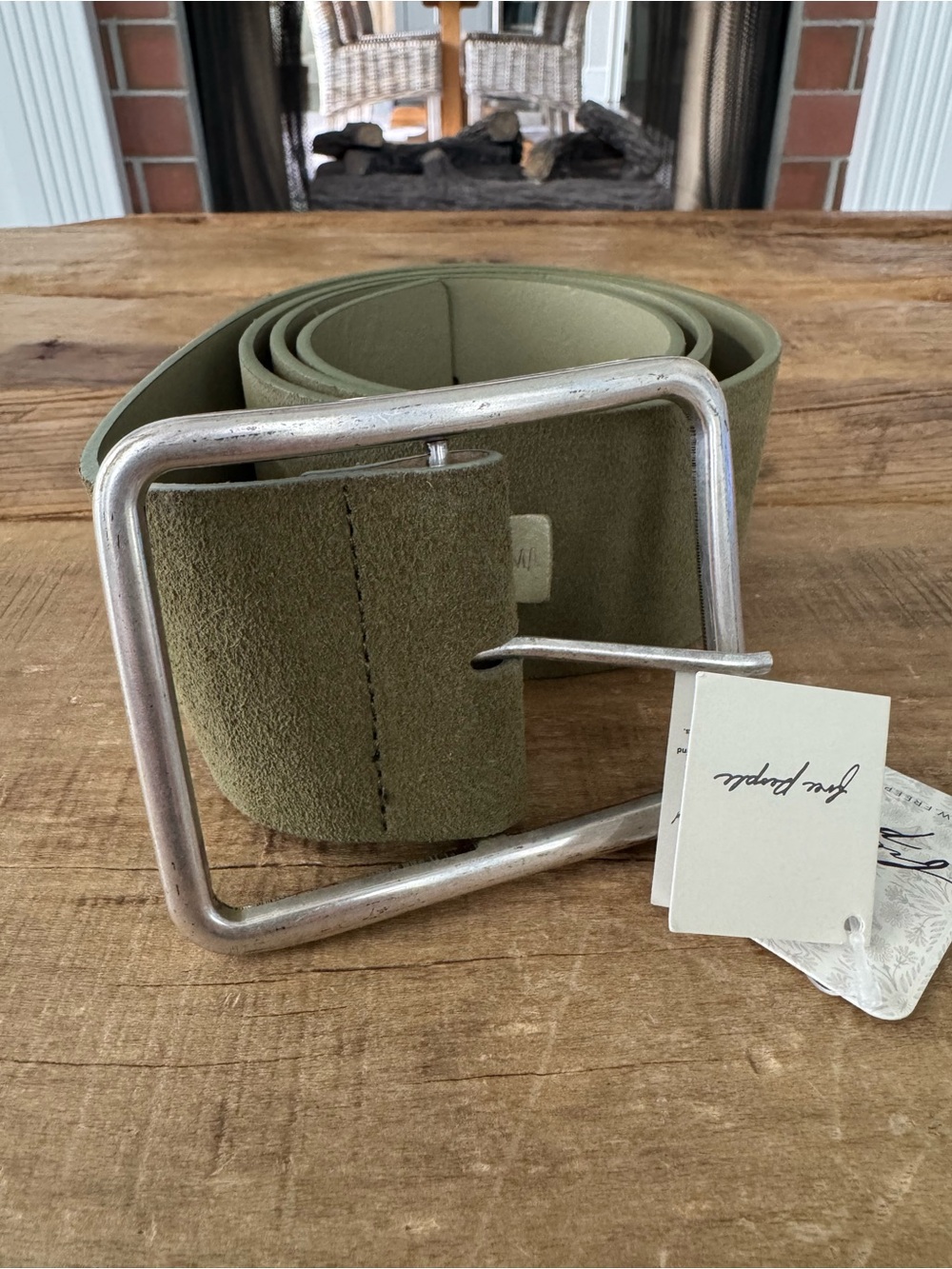 NWT Free People Olive Green Suede Hex Hip Belt ~ Size Medium / Large 🫒 - Picture 4 of 7